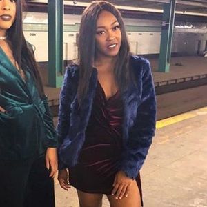 Blue faux fur jacket